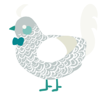 A silver and white chicken with a double-lace pattern
