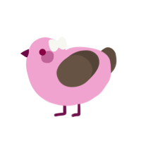 A pink and bark chicken