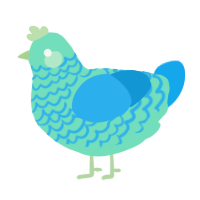 A mint and sky chicken with a lace pattern