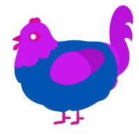 A ultramarine and amethyst chicken with a head pattern