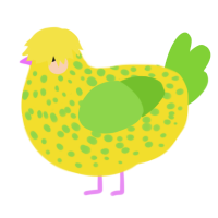 BIRTHDAY, a yellow and grass chicken with a speckle pattern