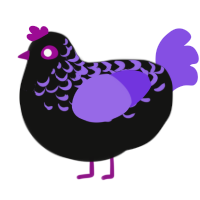 Skate Rink, a black and blurple chicken with a half-lace pattern