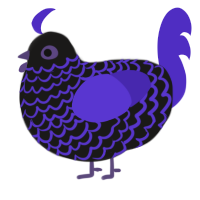 A sable and indigo chicken with a lace pattern