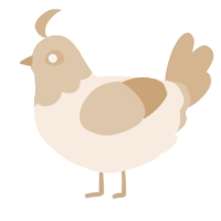 A cream and beige chicken with a head pattern
