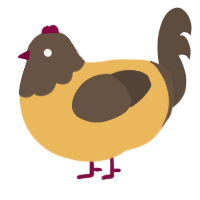 A honey and bark chicken with a head pattern