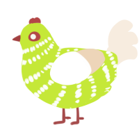 A lime and cream chicken with a bar pattern
