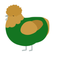 A leaf and gold chicken with a head pattern