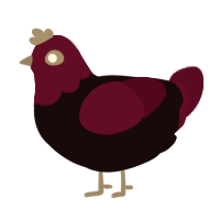 Grimdark, a black and maroon chicken with a head pattern