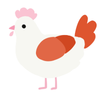 A white and vermilion chicken