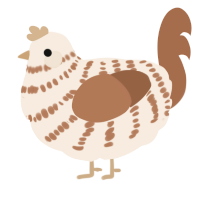 A cream and brown chicken with a bar pattern