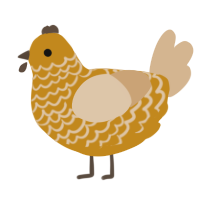 A ochre and beige chicken with a lace pattern