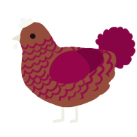 A russet and maroon chicken with a lace pattern