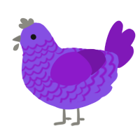A blurple and violet chicken with a lace pattern