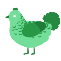 A spring and viridian chicken with a half-lace pattern