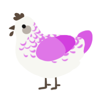 A white and orchid chicken with a half-lace pattern