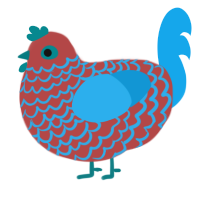 A red and sky chicken with a lace pattern