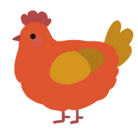 A vermilion and ochre chicken