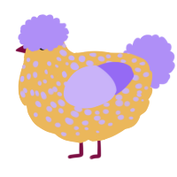 A honey and lilac chicken with a speckle pattern
