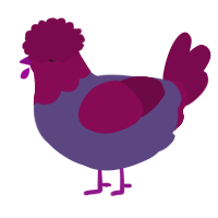 A overcast and wine chicken with a head pattern