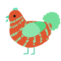 A vermilion and spring chicken with a bar pattern