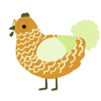 A orange and apple chicken with a lace pattern