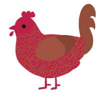 A crimson and russet chicken with a double-lace pattern