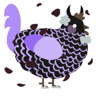 A sable and lilac chicken with a lace pattern