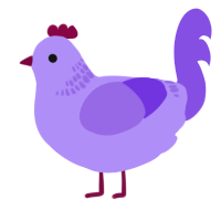 A lilac and blurple chicken with a neck-band pattern