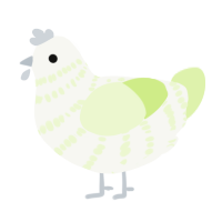 A white and apple chicken with a bar pattern