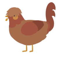 A brown and russet chicken with a head pattern