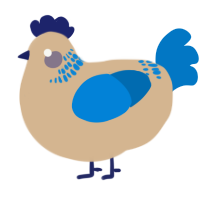 A beige and sapphire chicken with a neck-band pattern