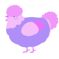 A lilac and lavender chicken with a head pattern
