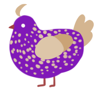 A violet and beige chicken with a speckle pattern