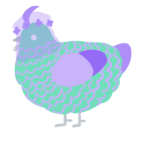 A mint and lilac chicken with a lace pattern
