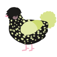A sable and lemon chicken with a speckle pattern