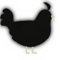 Bloody Kisses, a black chicken with a head pattern