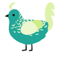A turquoise and apple chicken with a half-lace pattern