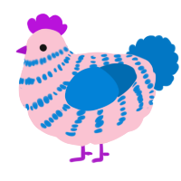Rosie, a rose and sapphire chicken with a bar pattern