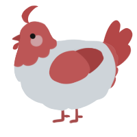 A mist and red chicken with a head pattern