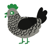 A ash and black chicken with a lace pattern