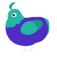 Wiggles, a indigo and turquoise chicken with a head pattern