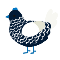 A tumblr and white chicken with a lace pattern