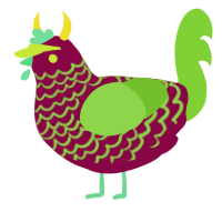 A maroon and grass chicken with a lace pattern
