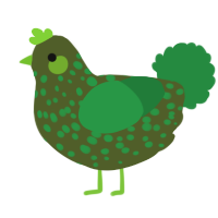A olive and viridian chicken with a speckle pattern