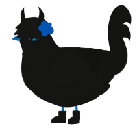 A black chicken with a lace pattern