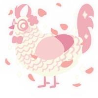 A white and pink chicken with a lace pattern