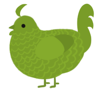 A chartreuse chicken with a lace pattern