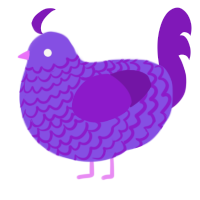 A blurple and violet chicken with a lace pattern