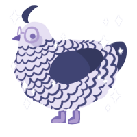 A lilac and navy chicken with a lace pattern