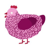 Brain Matter A5P3, a pink and wine chicken with a double-lace pattern